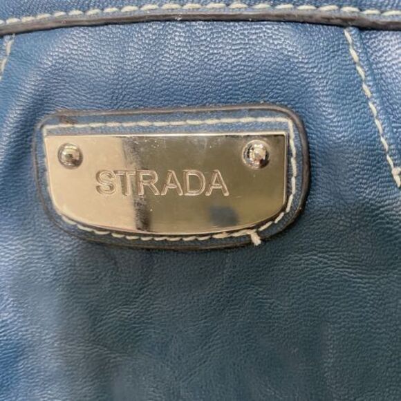 STRADA Pebbled Leather Handbag with Silver Hardware Multiple Pockets - Picture 6 of 7